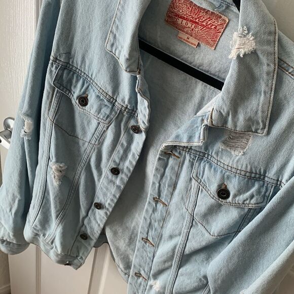 Men’s Brooklyn Cloth Co Distressed Jean Jacket Light Wash - Picture 3 of 7